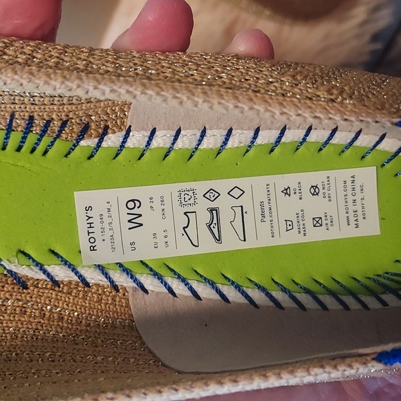 Rothy's The Point II Flats In Gold Stripe - Picture 16 of 16